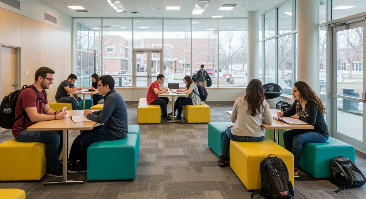 diverse students studying on Canadian university campus