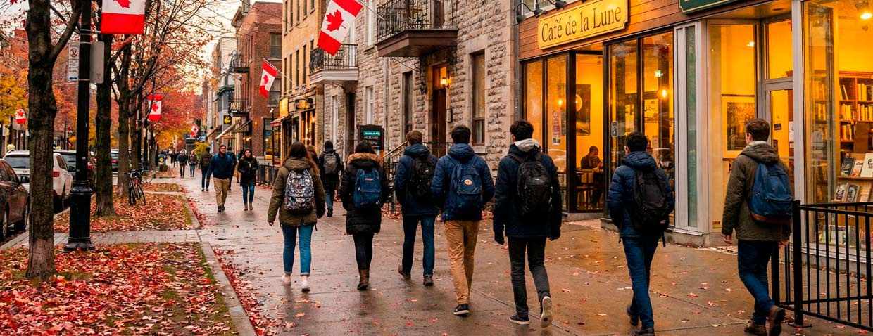 students walking campus winter